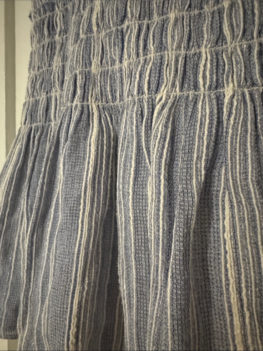 LoveShackFancy Blue and White Striped Smocked Mini Skirt - Picture 2 of 2